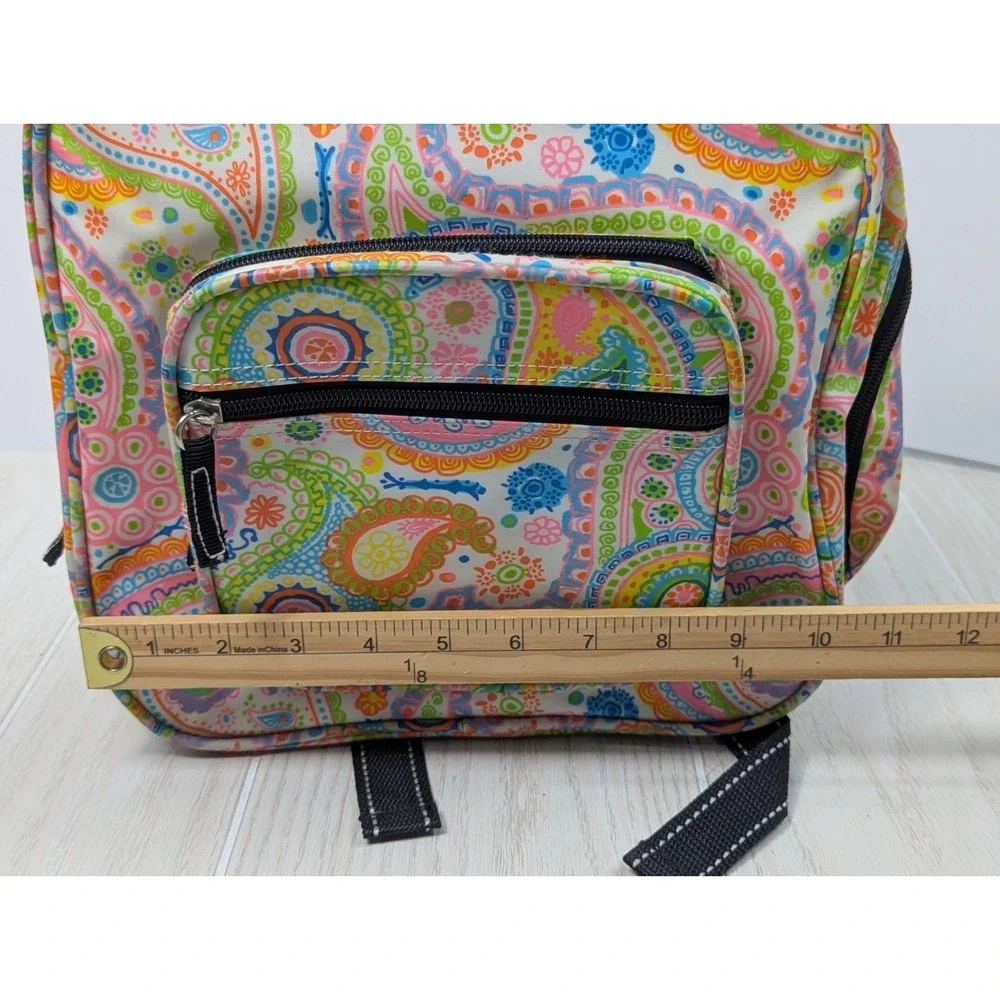 SCOUT women girls small backpack bag pink‎ green blue paisley vinyl 10x12